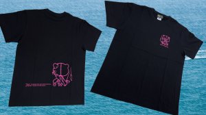 画像1: 綿100％半袖Tシャツ 超ほげぐま/ブラック×PINK ラメ (1)